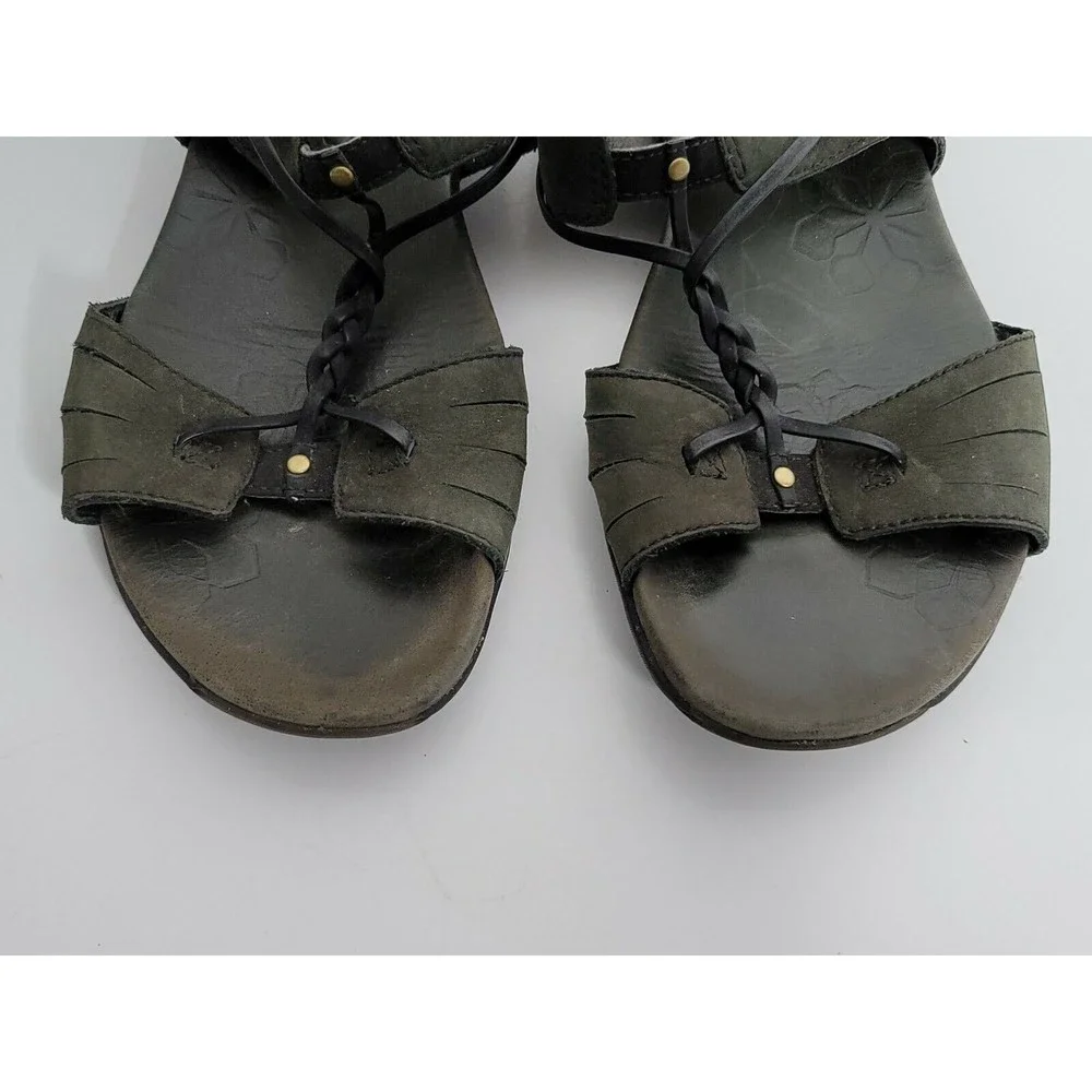 MERRELL Womens‎ Size 7 Braided Black Slip On Strappy Sandals Shoes
